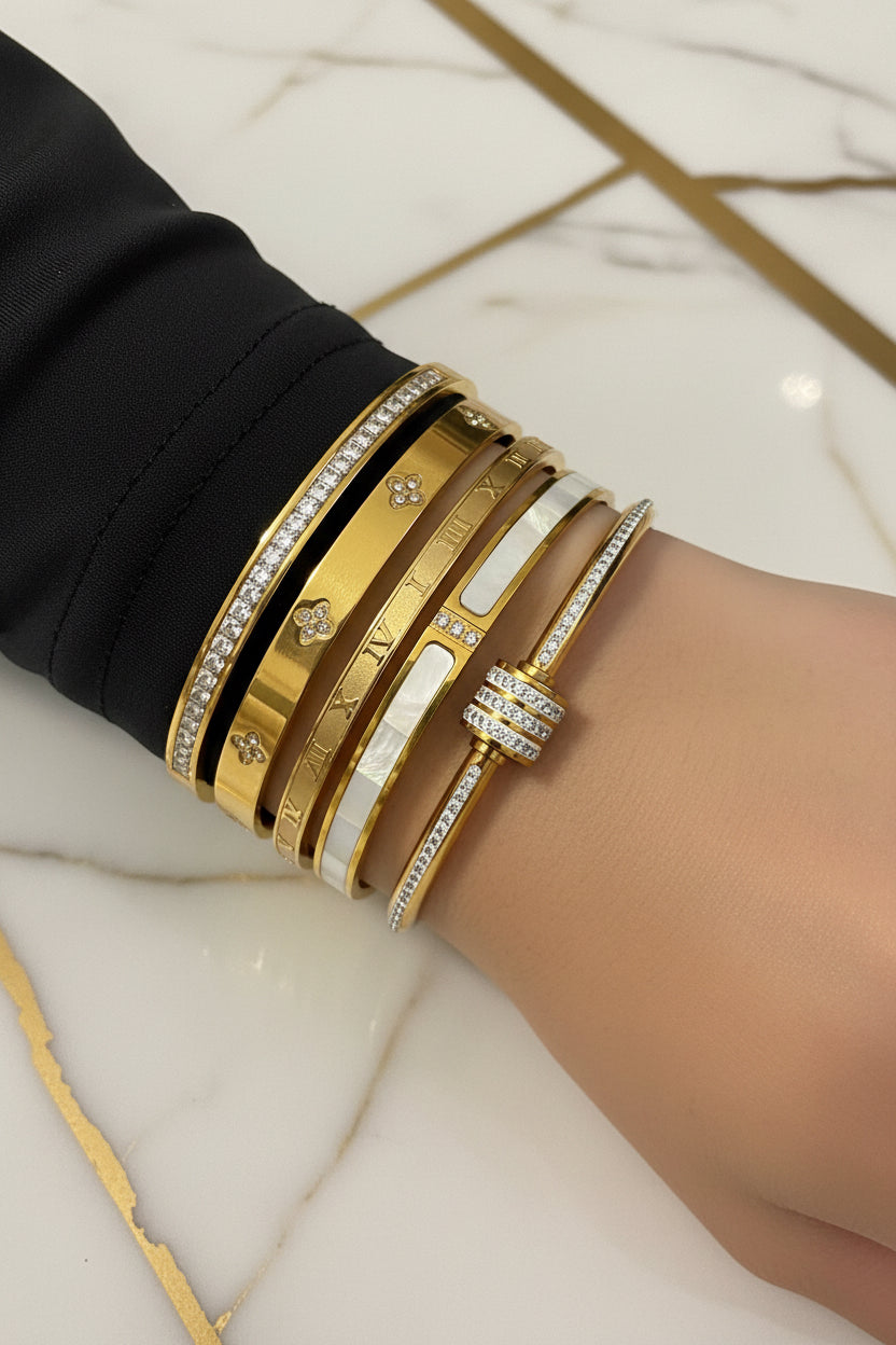 ZAKOL Zirkonia-Armbandset – Edelstahl, stapelbar & funkelnd, modischer Damenschmuck