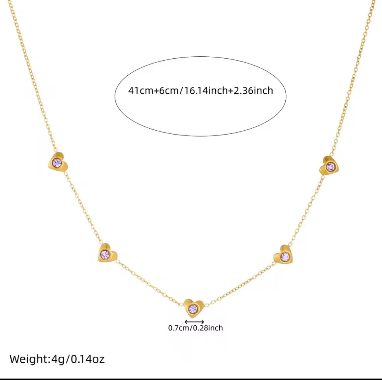 316L Edelstahl Herz Zirkon Schmuckset – Goldene Halskette & Ohrringe für Damen, süß & modern