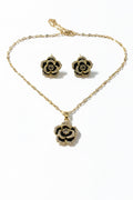 Schwarz-Gold Edelstahl Schmuckset – Elegante Halskette & Ohrringe